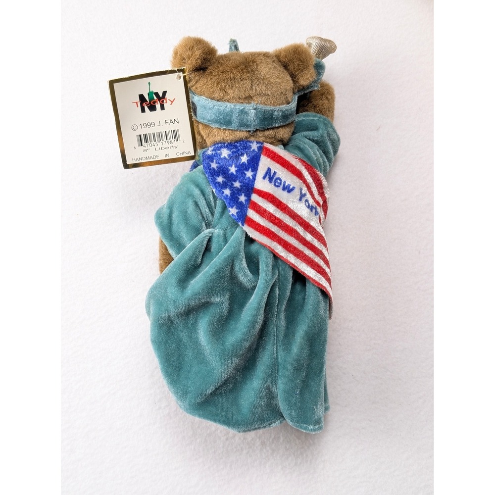 NY Teddy Statue of Liberty Plush Bear 1999 Vintage Souvenir 8 Inch Twin Towers - Picture 4 of 8